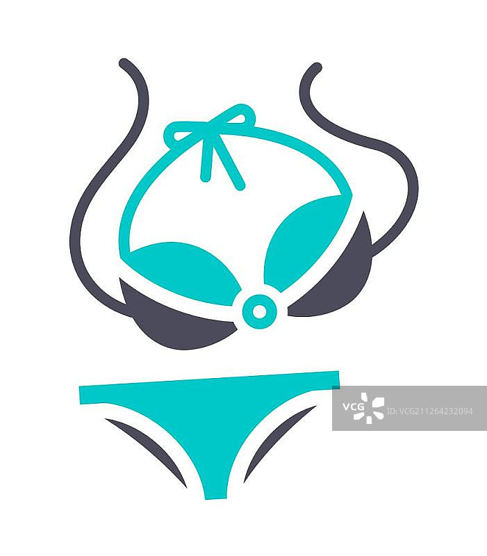 白色背景上的灰色绿松石泳装图标图片素材