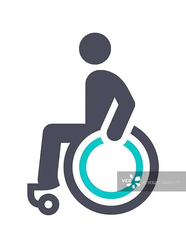 白色背景上的灰色蓝绿色残疾图标图片素材
