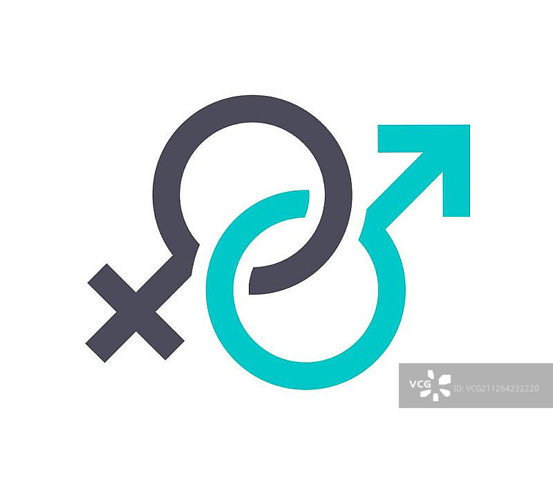 白色背景上的灰色绿松石男女图标图片素材