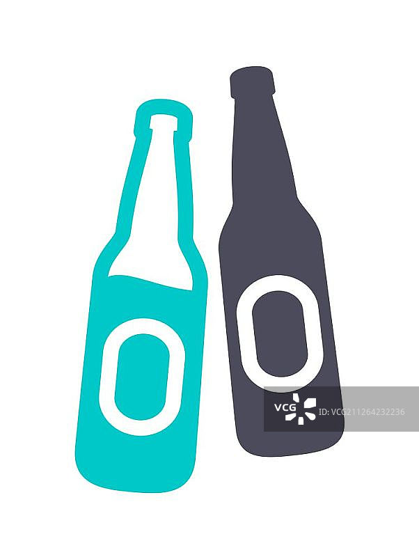 啤酒图标，白色背景上的灰色绿松石色图标图片素材