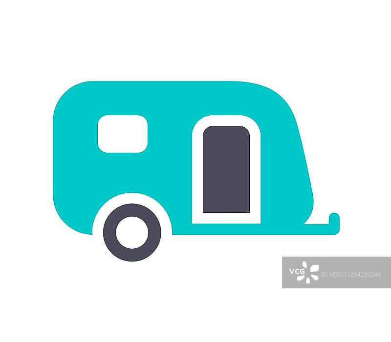 灰青色房车图标（白色背景）图片素材