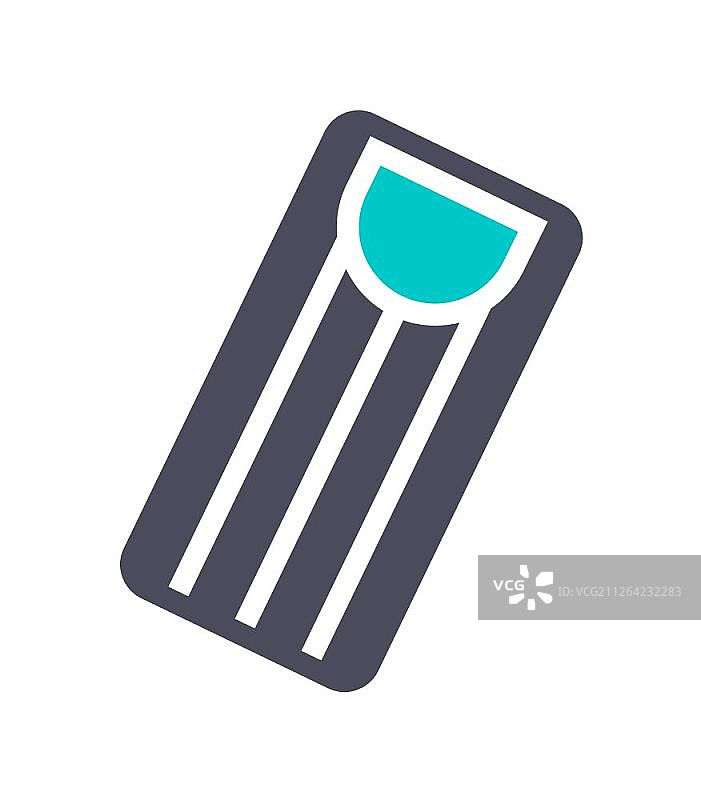 白色背景上的灰绿色充气床垫图标图片素材