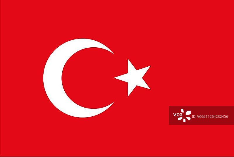 白色背景上的土耳其国旗矩形图标图片素材