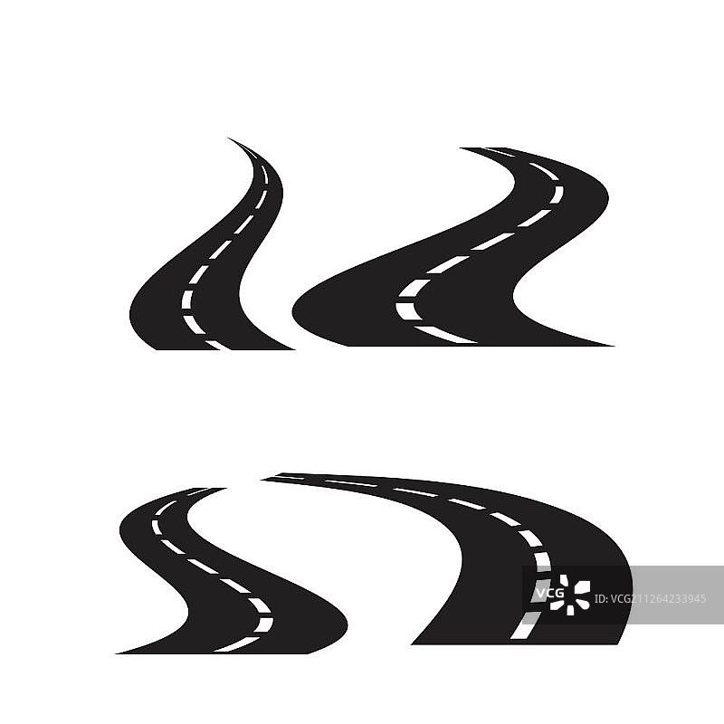 道路图标集，白色背景图片素材