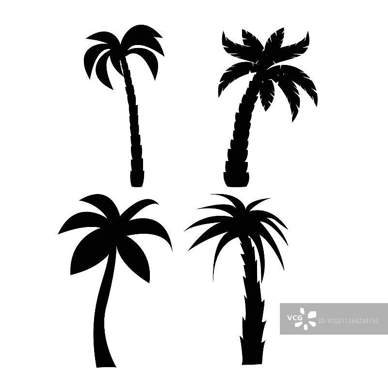 棕榈树黑色剪影合集图片素材
