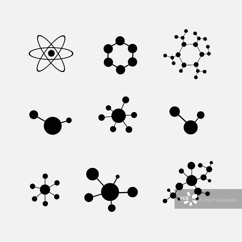 白色背景上的分子图标集图片素材