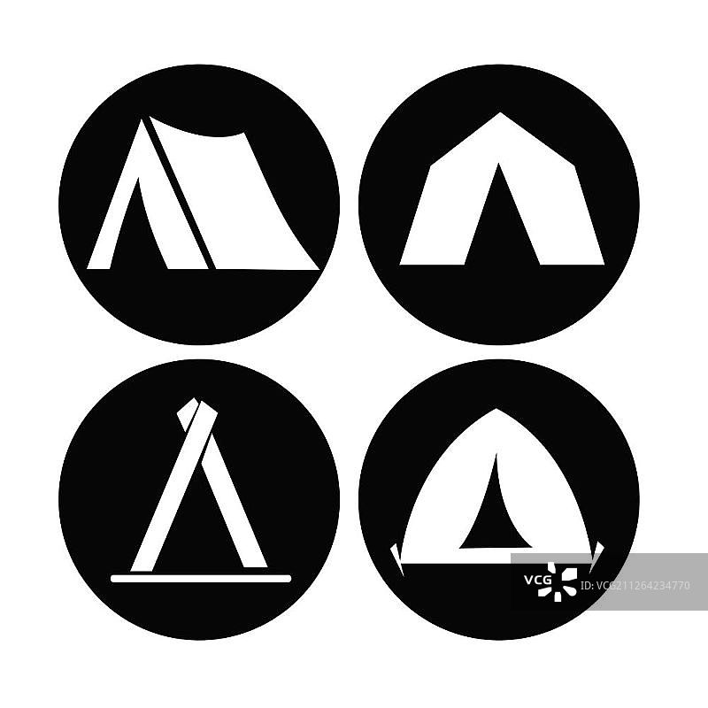 露营穹顶或帐篷图标集图片素材