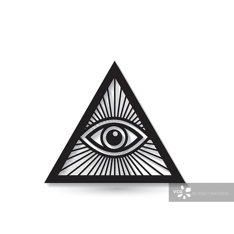 黑色金字塔埃及图标，旅游黑色金字塔的简单插图图片素材