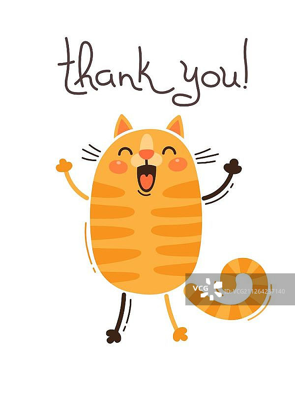 有趣的猫说谢谢卡通矢量插画图片素材