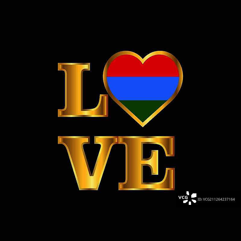 卡累利阿国旗爱心排版设计矢量金色字体图片素材