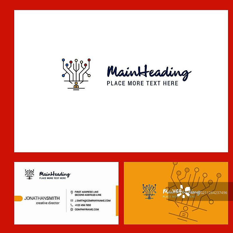 电路Logo设计，含标语和名片模板矢量创意设计图片素材