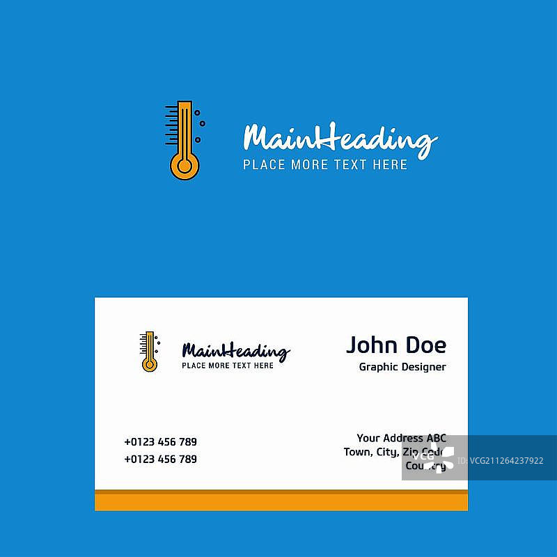 带名片模板的温度计logo设计。优雅的企业形象。- 矢量图片素材