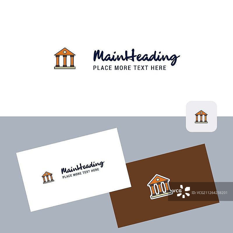 带名片模板的别墅矢量标志，优雅的企业形象-矢量图片素材