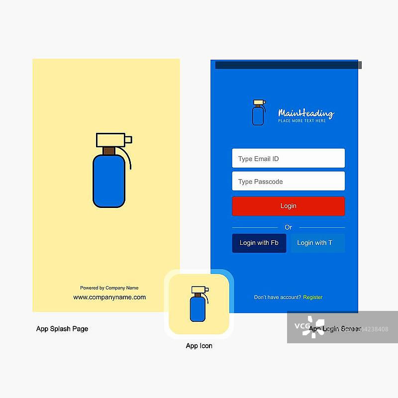 公司淋浴启动页和登录页设计Logo模板，移动在线商务模板图片素材