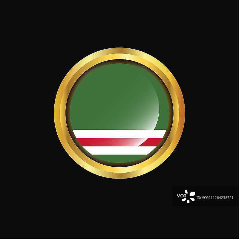 车臣共和国伊奇克里亚旗帜金色按钮图片素材