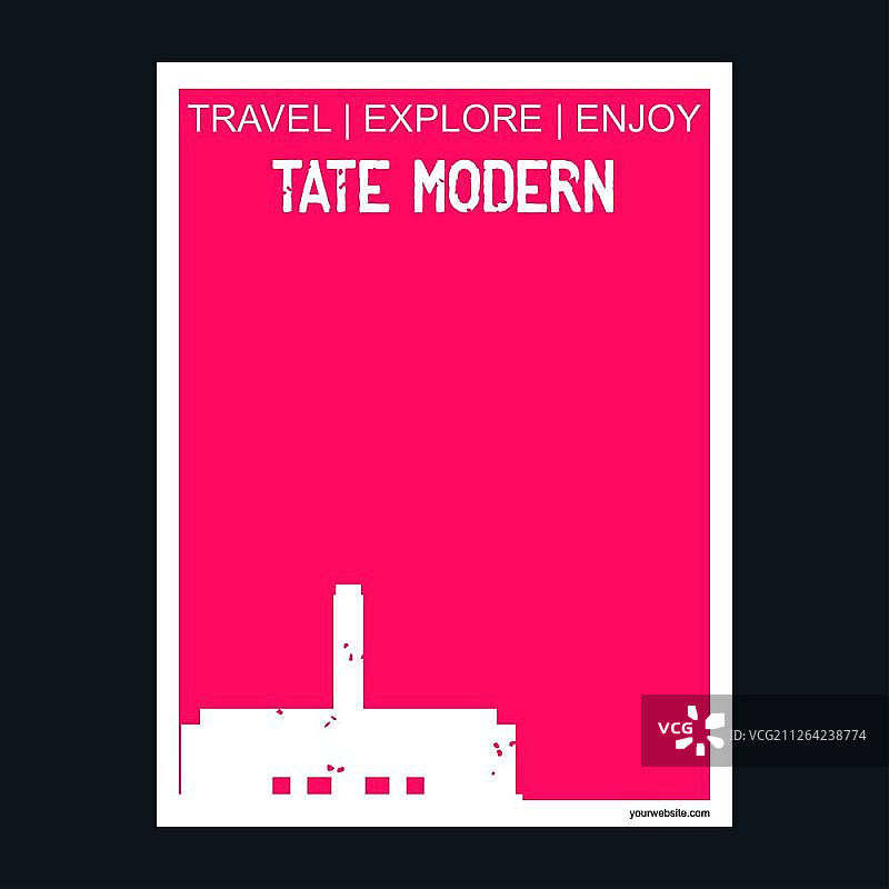 泰特现代美术馆伦敦地标扁平风格矢量插画图片素材