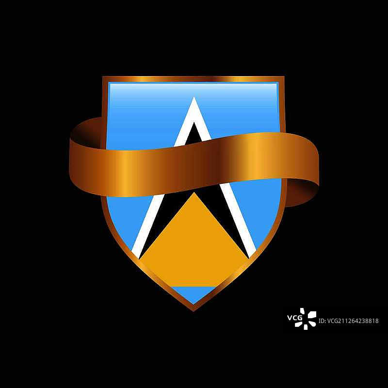 圣卢西亚旗帜金色徽章设计矢量图图片素材