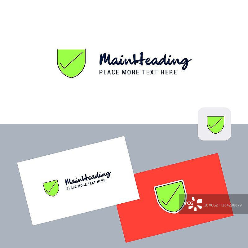 带有商务名片模板的盾牌矢量标志，优雅的企业形象-矢量图片素材