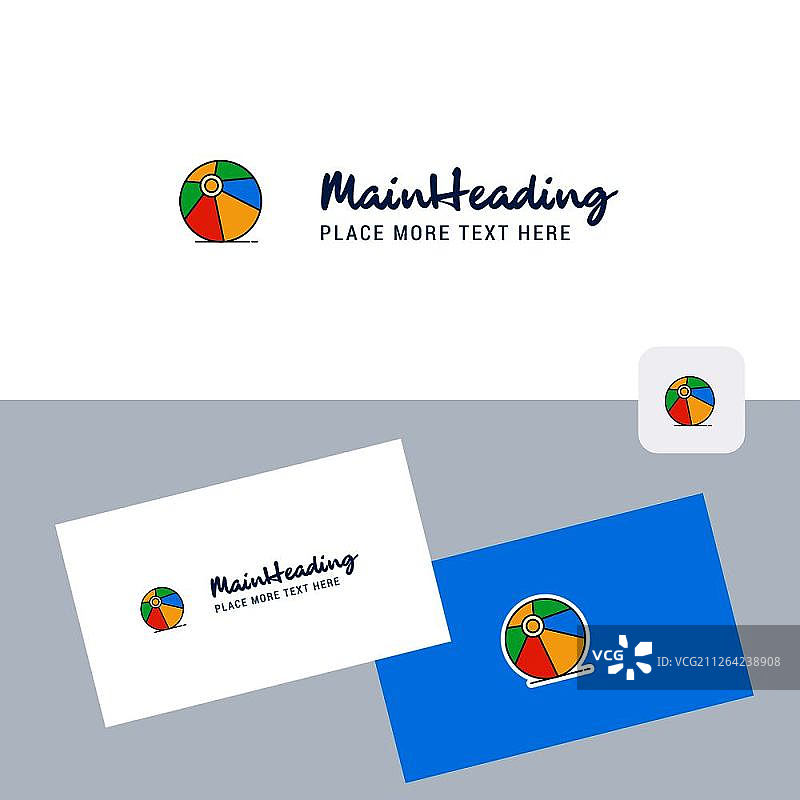 排球矢量标志与名片模板，优雅的企业形象-矢量图片素材
