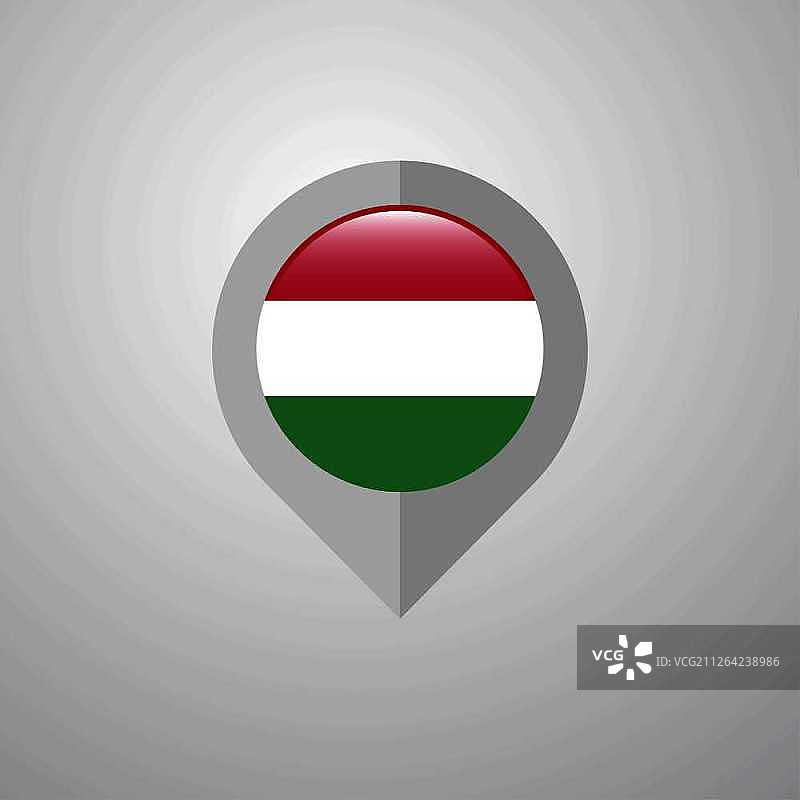 带有匈牙利国旗设计的地图导航指针矢量图图片素材
