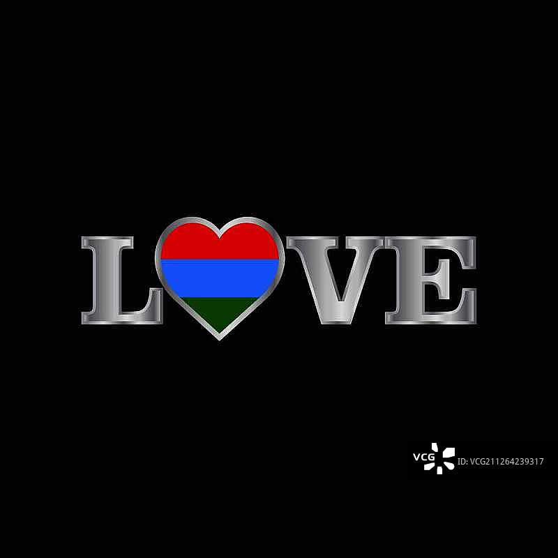 爱的主题排版：卡累利阿旗帜设计矢量图图片素材