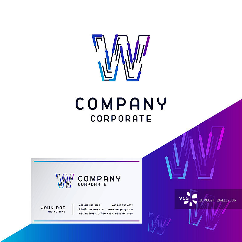 W公司logo名片设计矢量素材图片素材