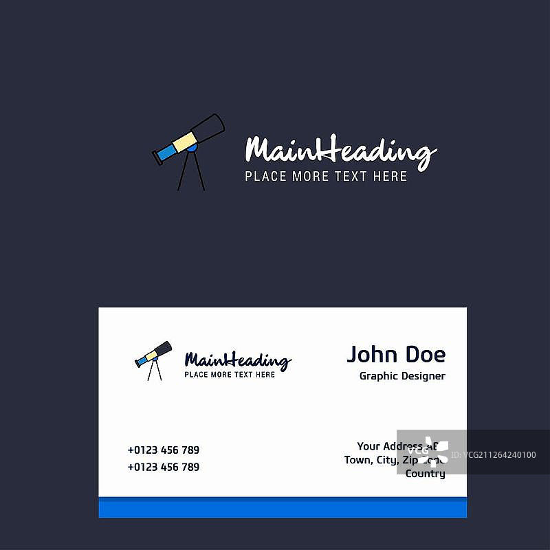 带名片模板的望远镜Logo设计：优雅的企业形象-矢量图片素材