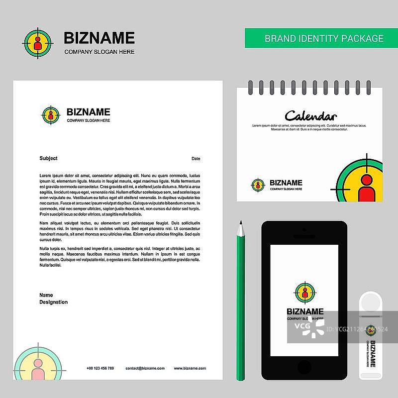目标商业信笺，2019年日历和移动应用程序设计矢量模板图片素材