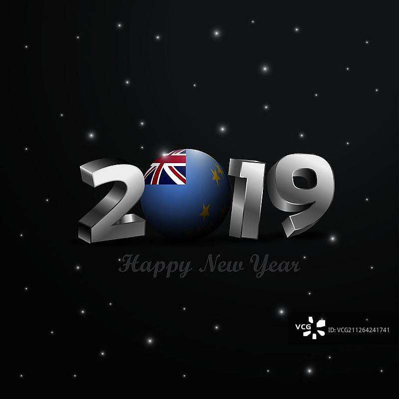 2019新年快乐图瓦卢旗帜排版抽象庆祝背景图片素材