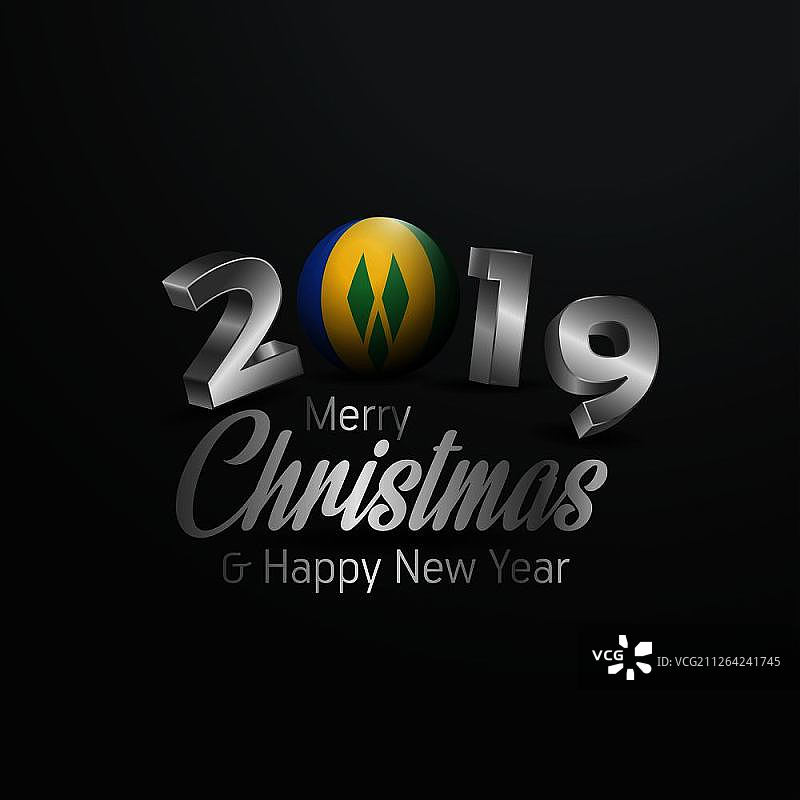 圣文森特和格林纳丁斯国旗2019圣诞新年抽象背景图片素材