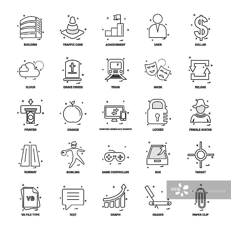 25个商业概念组合线图标集图片素材