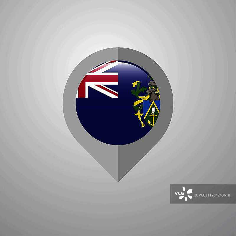 皮特凯恩群岛旗帜地图导航指针矢量设计图片素材