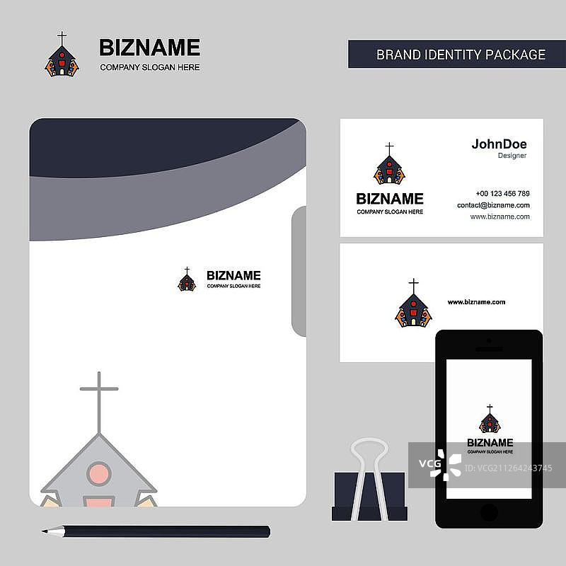 教堂商务Logo、文件封面、名片和App设计矢量素材图片素材