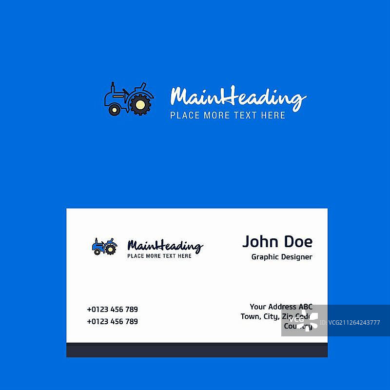 带名片模板的拖拉机标志设计。优雅的企业形象。- 矢量图片素材