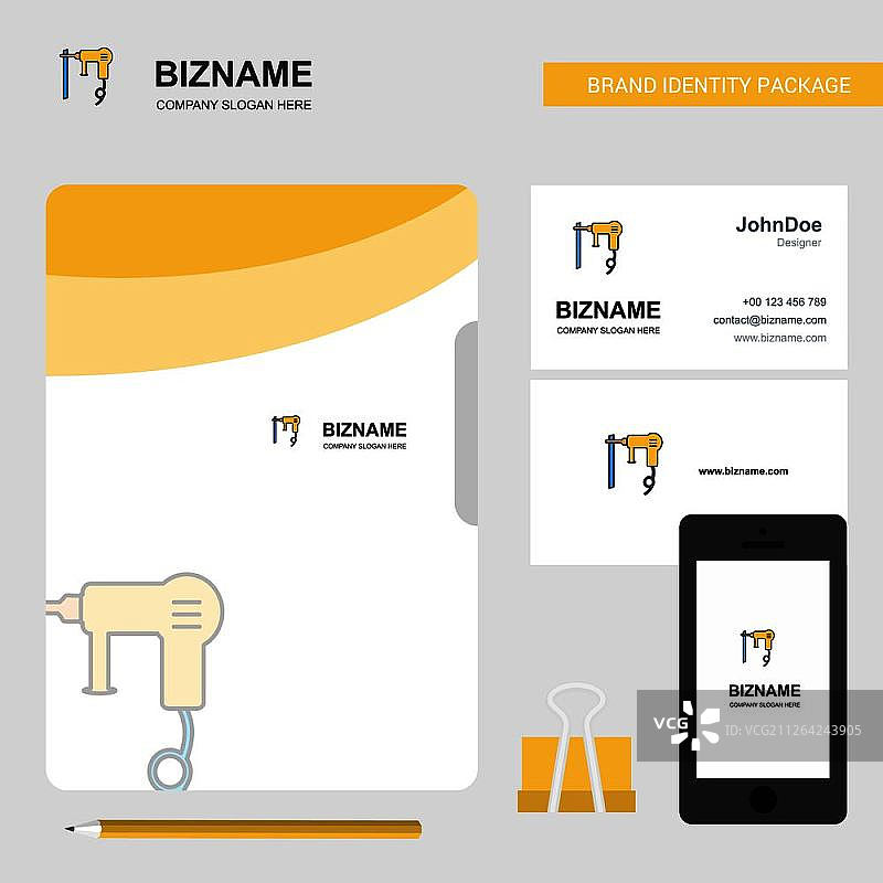 钻机商业Logo、文件封面、名片和App设计矢量插图图片素材