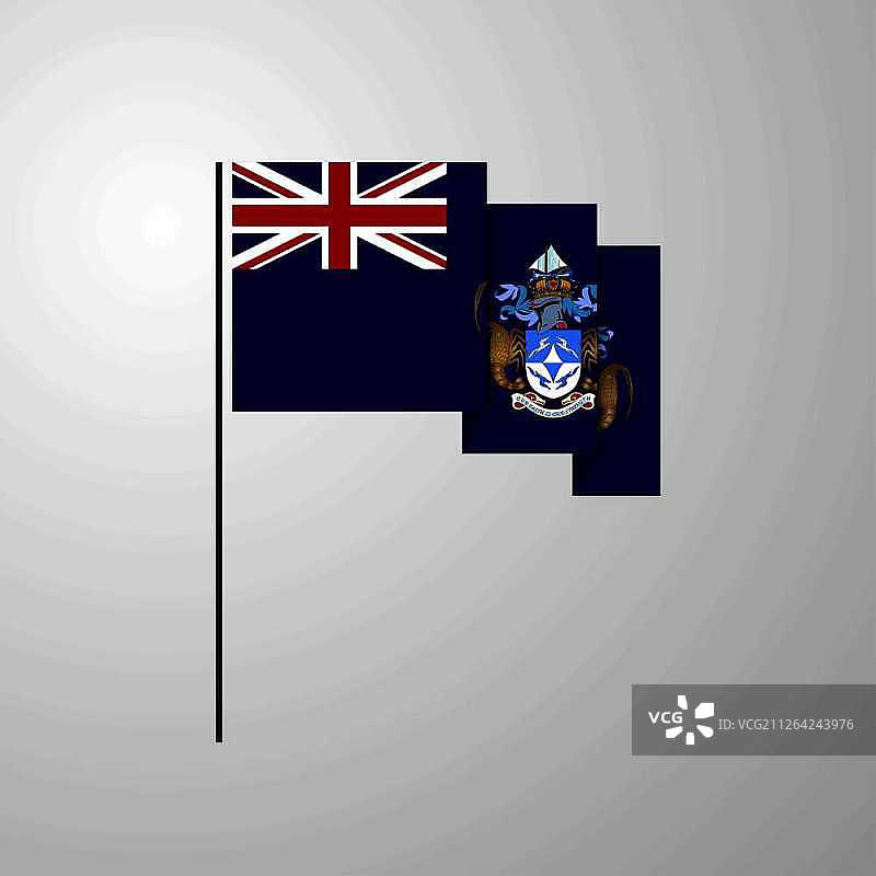 特里斯坦-达库尼亚挥舞的旗帜创意背景图片素材