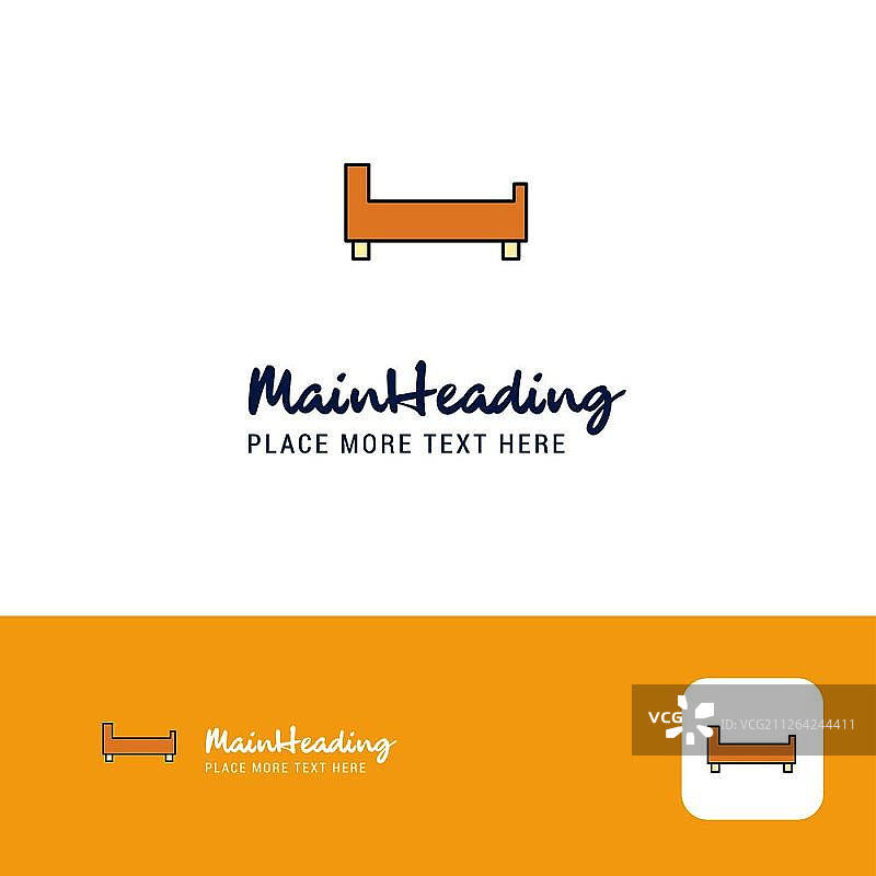 创意床logo设计：扁平颜色logo可放置标语。矢量图图片素材