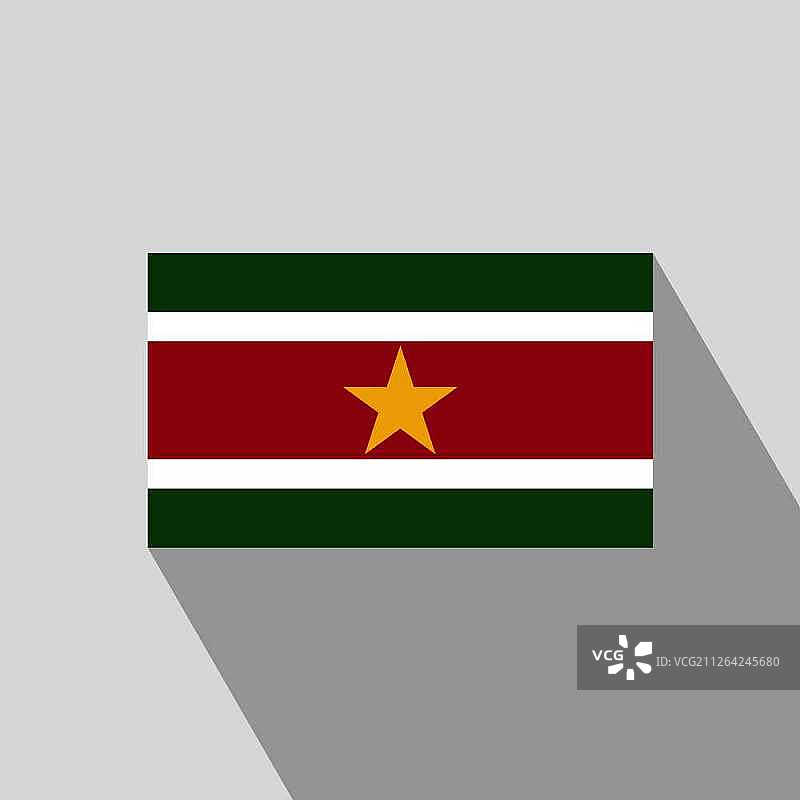 苏里南国旗长阴影设计矢量图图片素材