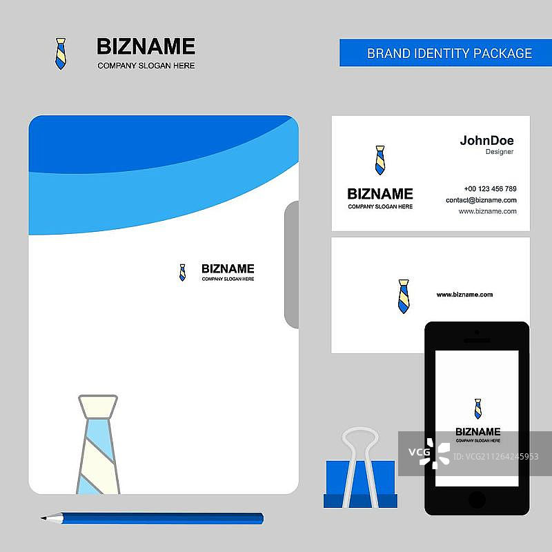 领带商务Logo、文件封面、名片和App设计矢量插画图片素材