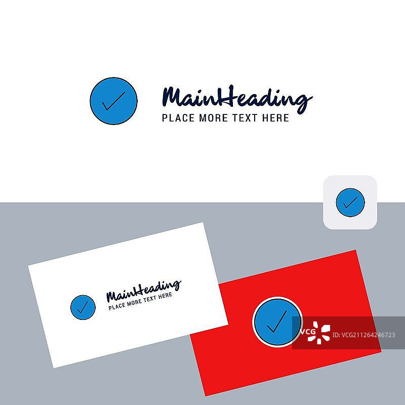 带有商务名片模板的蜱虫矢量标志图片素材