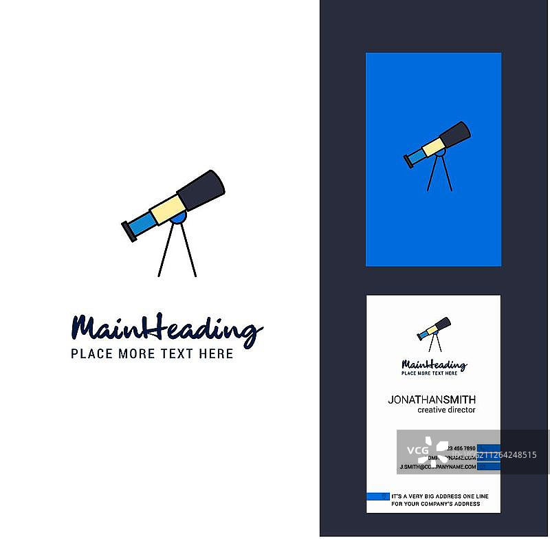 望远镜创意Logo和竖版名片设计矢量素材图片素材