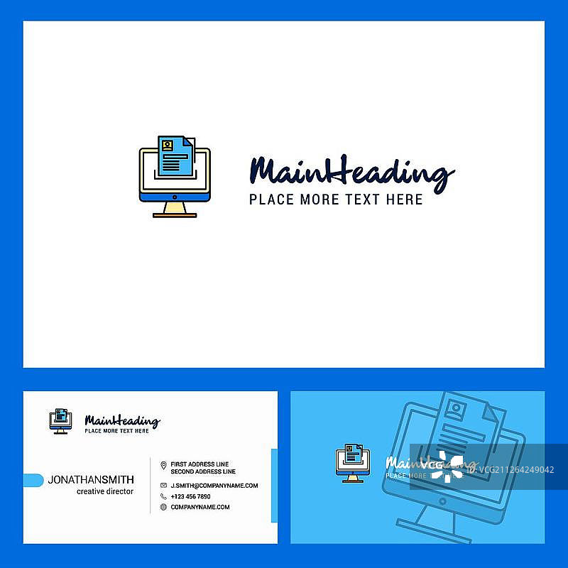 计算机中文档Logo设计与标语和名片模板，矢量创意设计图片素材