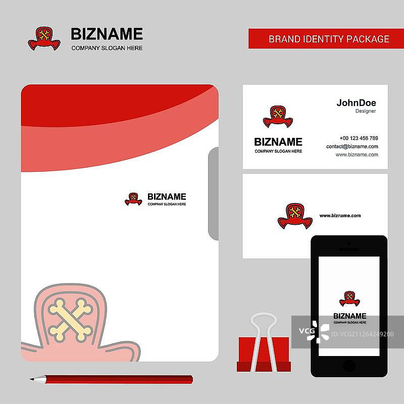 幽灵帽商业Logo、文件封面、名片和App设计。矢量图图片素材