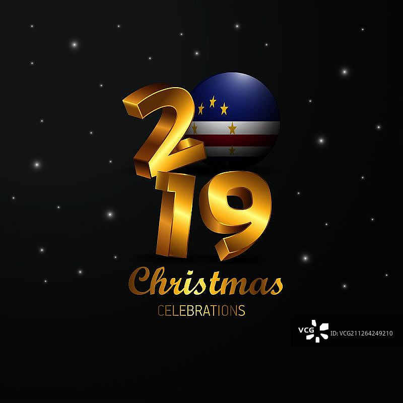 2019年佛得角国旗圣诞节排版。新年抽象庆祝背景图片素材