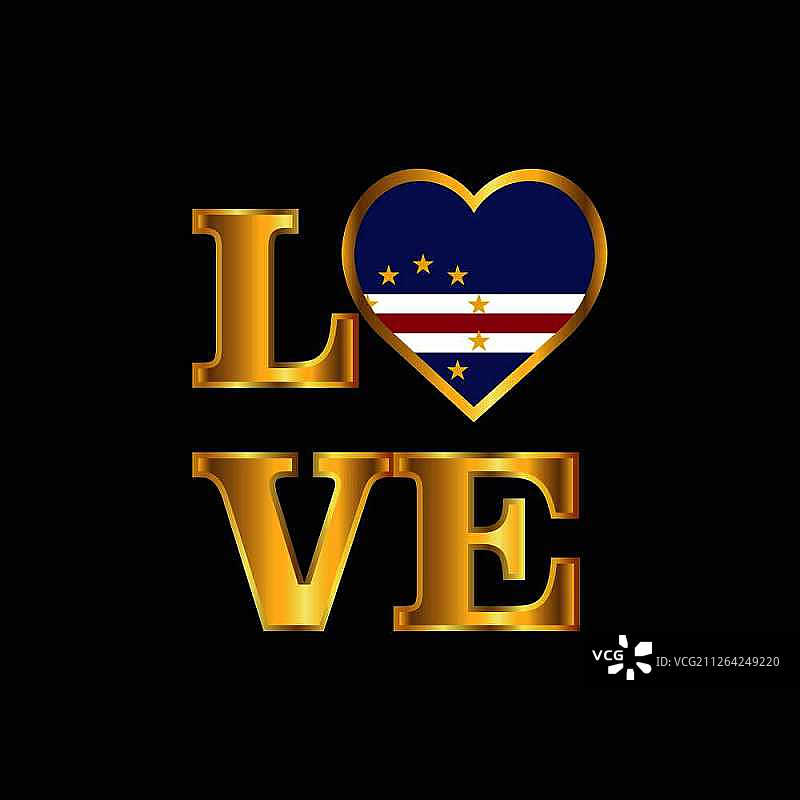 佛得角国旗爱情金色矢量字体图片素材