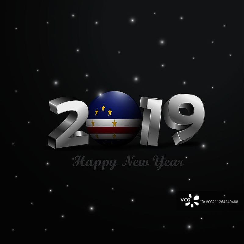 2019佛得角国旗新年快乐排版抽象庆典背景图片素材