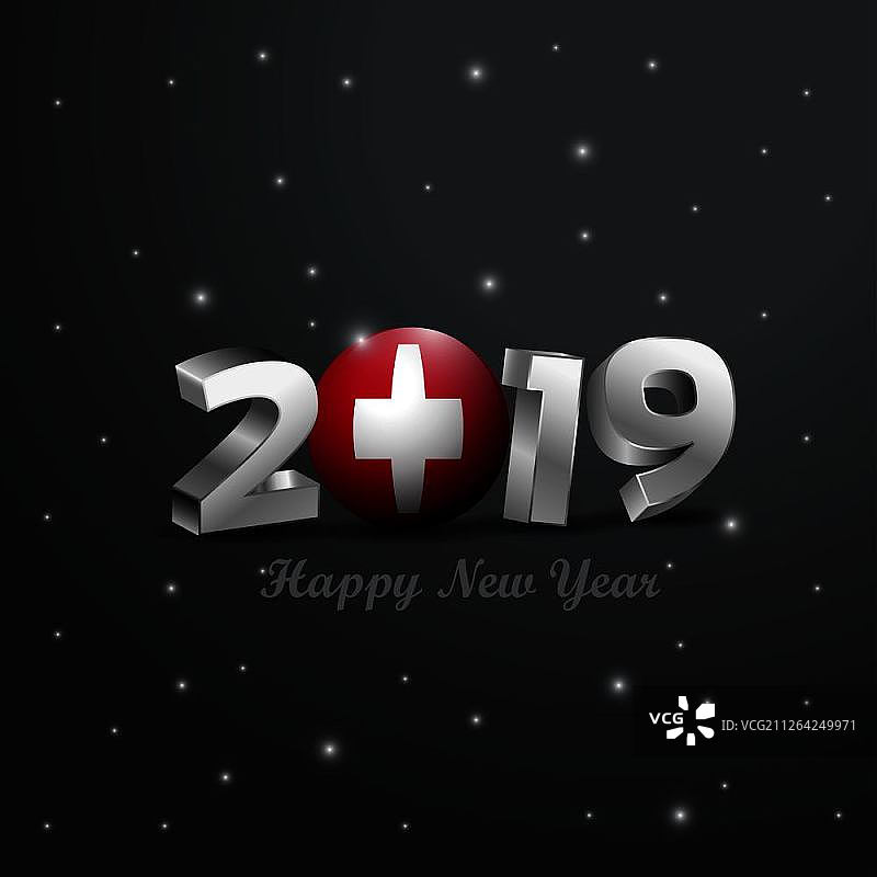 2019新年快乐瑞士国旗排版抽象庆典背景图片素材