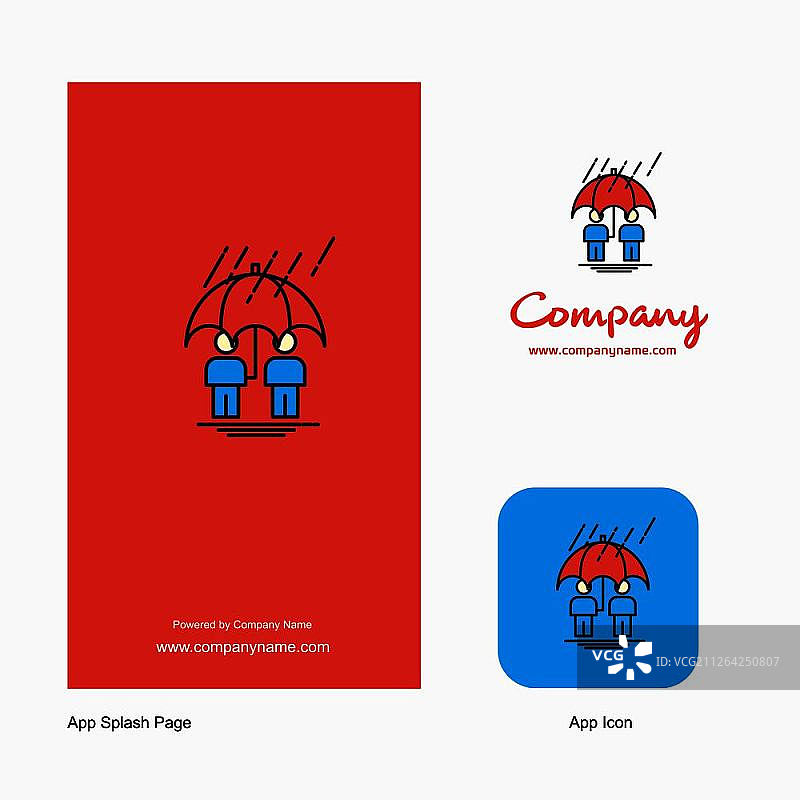 下雨公司Logo App图标和启动页设计，创意商业App设计元素图片素材