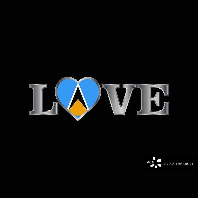 爱心排版圣卢西亚国旗设计矢量图图片素材