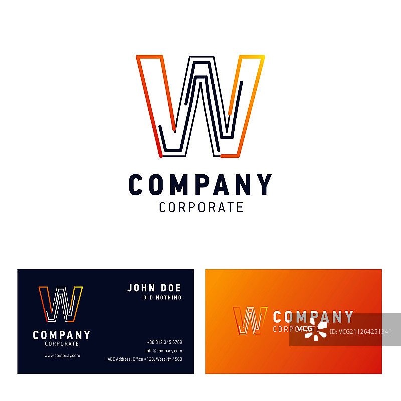 W公司logo名片设计矢量素材图片素材